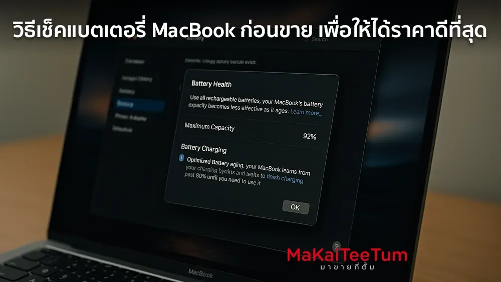 วิธีเช็คแบตเตอรี่ MacBook ก่อนขาย เพื่อให้ได้ราคาดีที่สุด