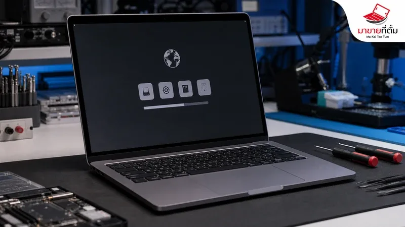 MacBook เปิดติดแต่ไม่บูทและเข้าหน้า Recovery บนโต๊ะช่าง